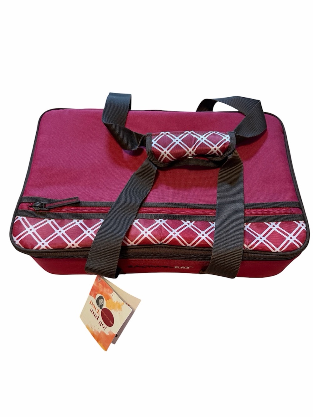 Rachael Ray Burgundy Pack and Go Lasagna Lugger Insulated Casserole Carrier NWT